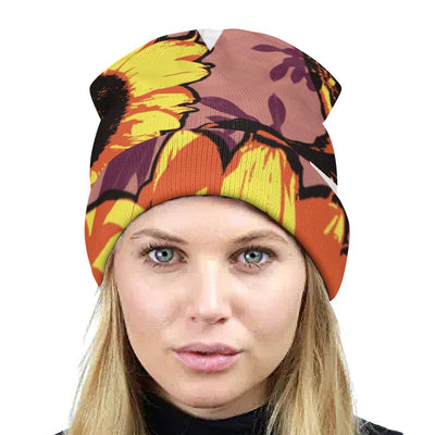 Knitted hat with print - Sunflower
