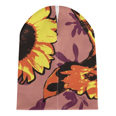 Knitted hat with print - Sunflower