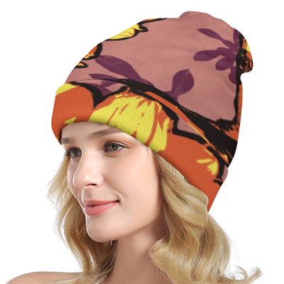 Knitted hat with print - Sunflower