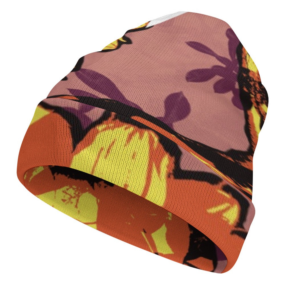 Knitted hat with print - Sunflower