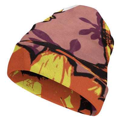 Knitted hat with print - Sunflower