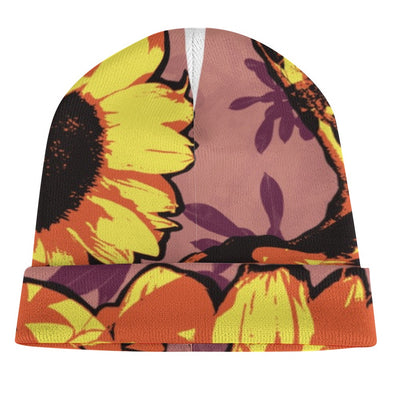Knitted hat with print - Sunflower