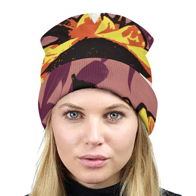 Knitted hat with print - Sunflower