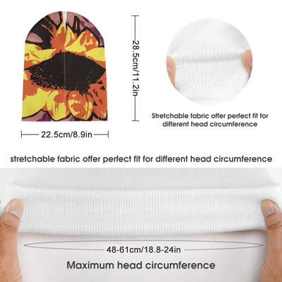 Knitted hat with print - Sunflower